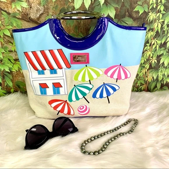 LULU GUINNESS Canvas Beach Scene Ring Bag